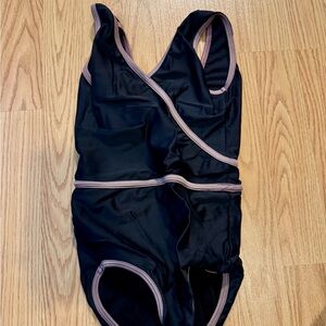 Black and Pink Trim leotard. Girl’s Dance wear.